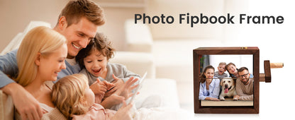Custom Flip Book Photo Frame, Hand-Crank Wooden Photo Album, creative Gift  (8/16 Photos)