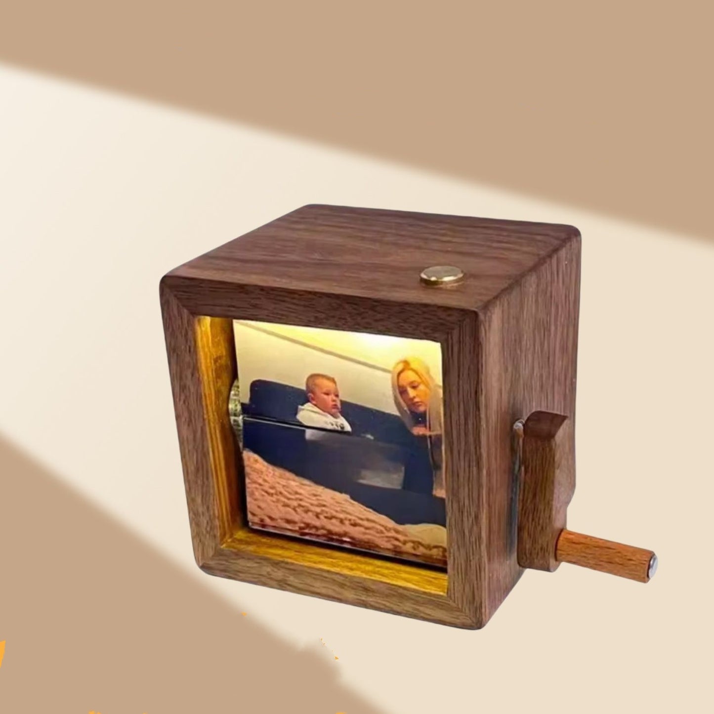Custom Flip Book Photo Frame, Hand-Crank Wooden Photo Album, creative Gift  (8/16 Photos)