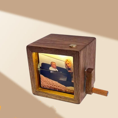 Custom Flip Book Photo Frame, Hand-Crank Wooden Photo Album, creative Gift  (8/16 Photos)