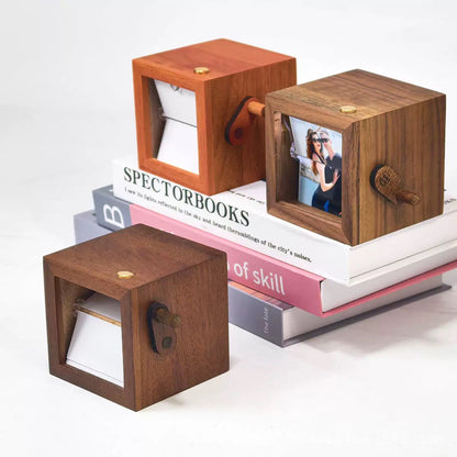 Custom Flip Book Photo Frame, Hand-Crank Wooden Photo Album, creative Gift  (8/16 Photos)